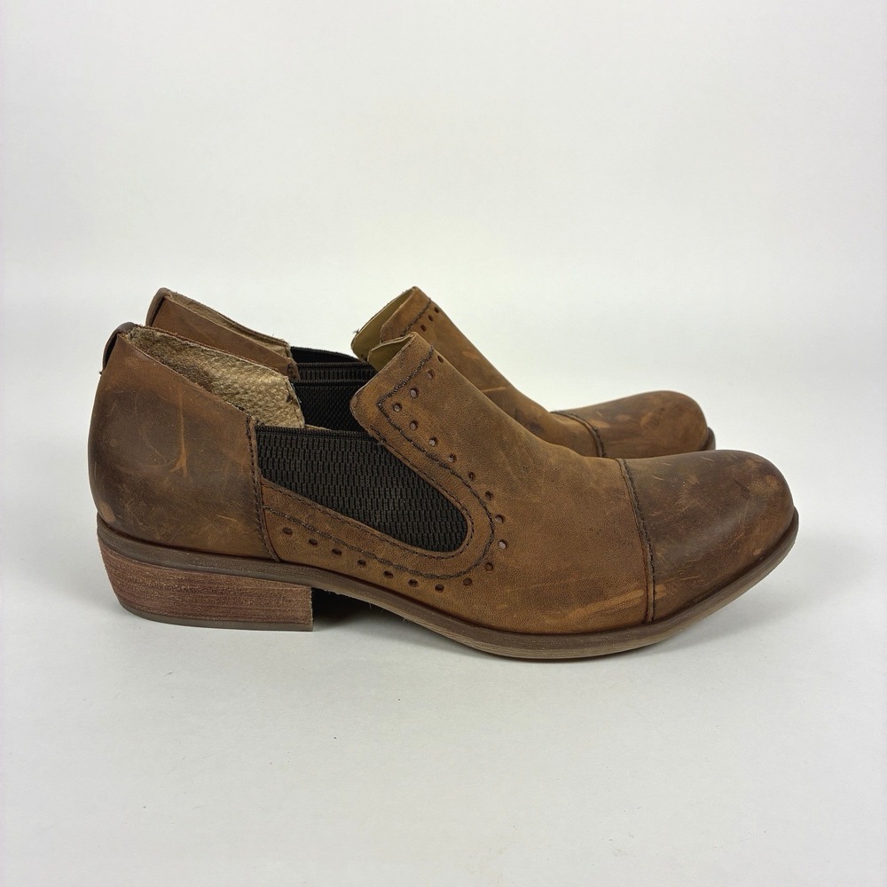 Korks Gertrude Womens Sz 7.5 Shoes Brown Leather Slip On Loafer Boots Distressed - Picture 4 of 13